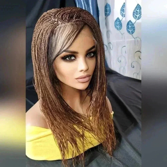 Handmade Auburn Ombre Braided Lace Wig Micro millions braids,  medium.  YASSINE - Picture 11 of 17